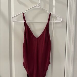 Burgundy Ribbed Bodysuit